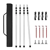 Peviasot Varilla para tienda de campaña, 87,5 – 233 cm de altura ajustable (4 unidades), varillaje de tienda de campaña con mecanismo de bloqueo de torsión, aleación de aluminio, ligero telescópico