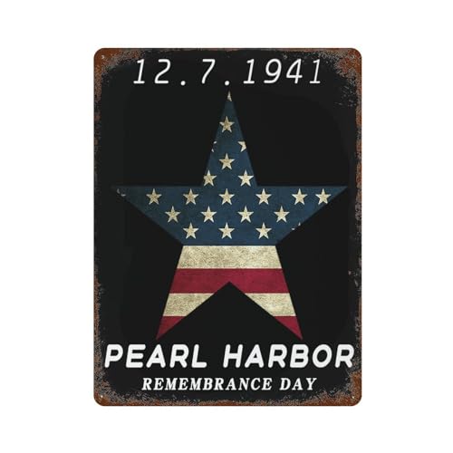 KWQDOZF Plaque en métal commémorative de Pearl Harbor, style vintage, à suspendre verticalement avec un motif rouillé (30 x 40 cm).