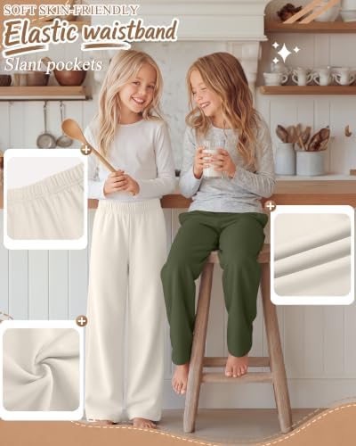 Xaatren 5 Pack Girls Wide Leg Sweatpants, 5-Color, 9-10 Years - 4
