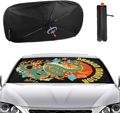 車用サンシェード ドラゴン 龍 神龍 傘型 折りたた式 遮光 遮熱 紫外線遮蔽おしゃれ 取り付け簡単