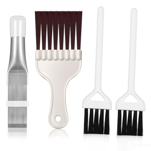 COYUN 4 Stücke Lamellenkamm für Klimaanlage, Reinigungskamm für Wärmetauscher, Kondensator und Trockner, Lamellenreiniger mit Bürste, für...