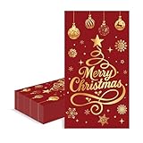 COSORO 40x33cm Servilletas de Papel Decoradas para Navidad,20 Piezas Servilletas Vajilla Desechables Rojo Dorado Absorbentes Reciclables Decoracion de Mesa Cena Cóctel para Fiesta Navidad