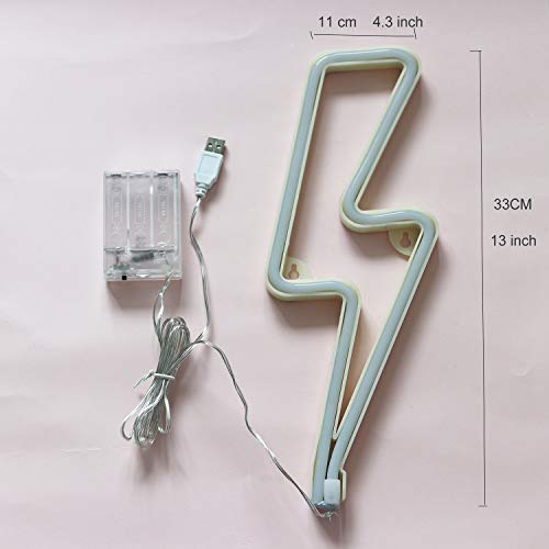 Neon Signs Lightning Bolt Battery Operated and USB Powered Warm White Art LED Decorative Lights Wall Decor for Living Room Office Christmas Wedding Party Decoration(NELNB) - Thumbnail 6