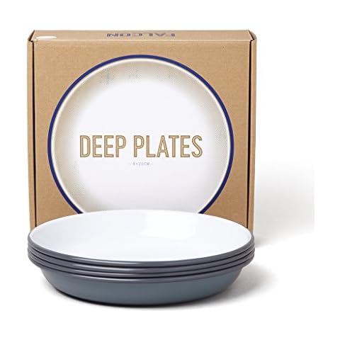 Falcon Enamelware Deep Plates - Pigeon Grey Cover