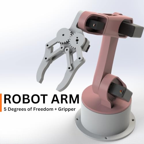 Image of Bench Robotics STEM Robot Arm Smartphone Controlled || Educational DIY Kit (3D Printed Parts) (Pink)