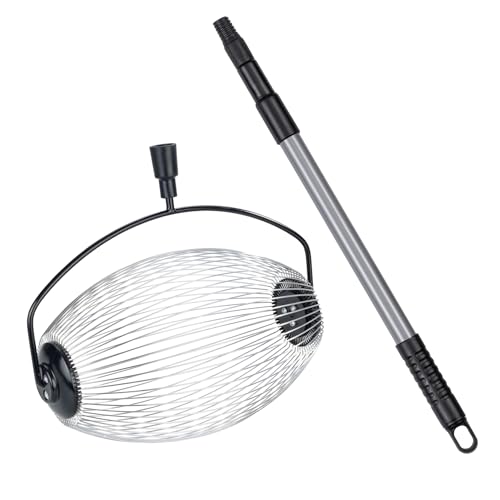 Maximex Gartengerät Rollsammler mit Teleskopstiel für effiziente Obstsammlung aus Edelstahl für Garten Schwarz Silber Grau 34 x 83-148 x 18.5 cm