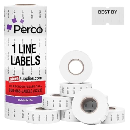Perco Best by 1 Line Labels - 1 Sleeve, 8,000 Best by Labels for Perco 1 Line Date Guns - Bonus Ink Roll