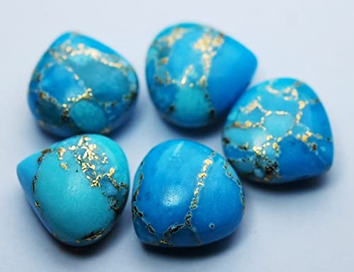Turquoise cuivrée cœur 14mm : des paires triées pour boucles parfaites