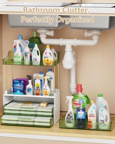 Image of Anylady Bathroom Organizers and Storage, Makeup Organizer (Sturdy Durable Attractive), Ideal for Vanity, Countertop, Counter, Perfume, Skincare, Cabinet, Cosmetic, Dresser Organizer (Green)
