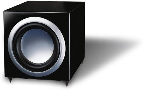 Pure Acoustics SL W10 10-Inch Active Subwoofer in high-gloss black finish, showing the front speaker cone.