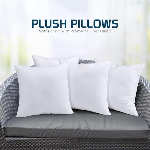 Image of Utopia Bedding Throw Pillows (Set of 4, White) - 14 x 14 Inches Down Alternative Pillows for Bed, Sofa, and Couch - Fluffy Decorative Stuffer Pillow for Indoors & Outdoors