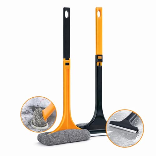 Image of Kitchen & Bathroom Cleaning Combo | Drain Cleaner Spring Tool + 2-in-1 Scrub Brushes + Microfiber Cleaning Cloth Box | Sink, Tiles, Glass & Floor Cleaner