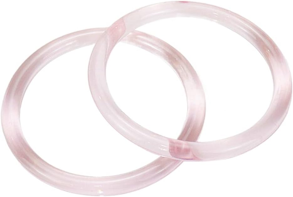 Geesatis 2 Pcs Handbag Handles Plastic Circle Bag Handles Purse Handles for Bag Making Handicraft DIY Bags Accessories, Clear Pink