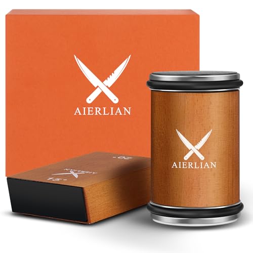 Comparison: Best Angle For Sharpening Kitchen Knives 6 AIERLIAN Knife Sharpener Tool, Rolling Knife Sharpener Kit, Knife Sharpening with Diamonds and Ceramic for Steel of Any Hardness, Kitchen knife Sharpener with 15 & 20 Degree Magnetic Angle(Brown)