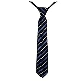 Lieferung 1 Stück Soul-Cats® Jungen Krawatte 27 cm vorgebunden Seiden Look Hochzeit Kommunion Jugendweihe, Farbe:Streifen dunkelblau