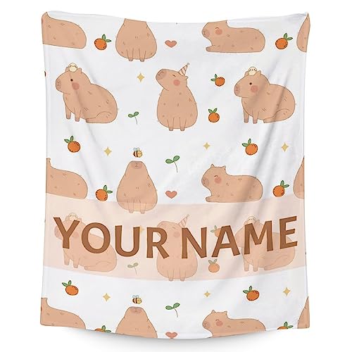 Personalized Blanket Gifts with Name - 30"x40" Cute Throw for Kids, Girls - White Soft Fuzzy Blankets for Couch & Office