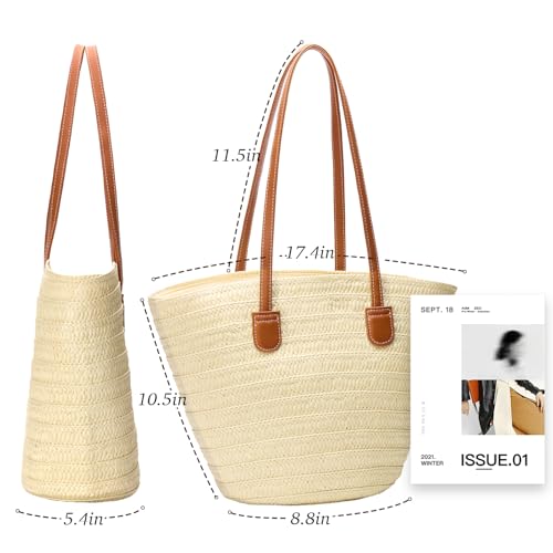 Bolso playero de paja para mujer grande tipo tote miniatura 5