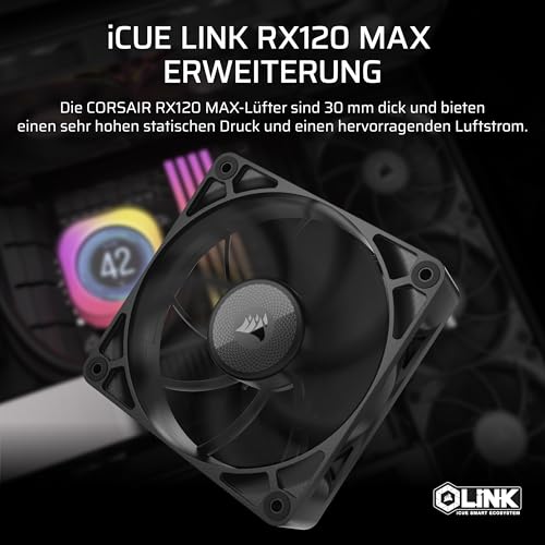 CORSAIR iCUE LINK RX120 MAX 120mm PWM Dicker Lüfter – Hochstatischer Druck – Liquid Crystal Polymer – Magnetisches Kuppellager… – Ansicht 2