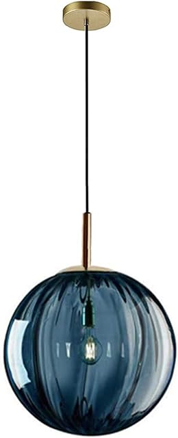 LFsem Blue Glass Globe Pendant Lighting Fixtures 20cm Glass Ball Pendant Hanging Lamp for Kitchen Island (Blue)