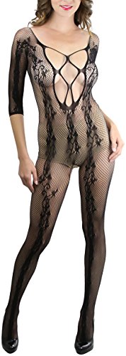 Image of ToBeInStyle Women's Long Sleeve Bodystocking Bodysuit Lingerie Regular & Plus Sizes