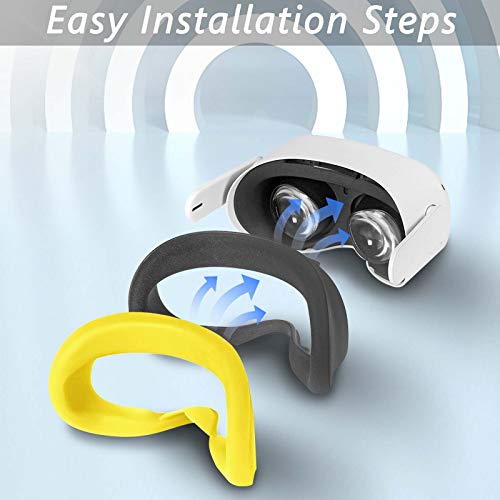 VR Siliconen Gezichtsbescherming Masker Combo met Beschermende Lens Cover voor Oculus Quest 2 Gezichtsdekking… - Afbeelding 4