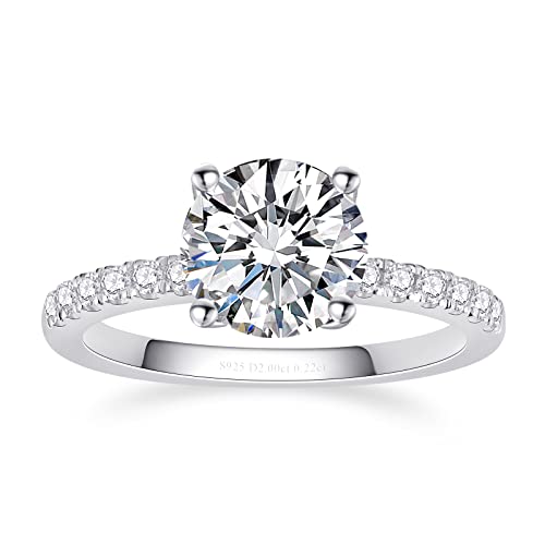 Moissanite Engagement Rings Wedding Ring D Color VVS1 Round Cut S925 Sterling Silver Plated 18K White Gold Promise Rings for Women