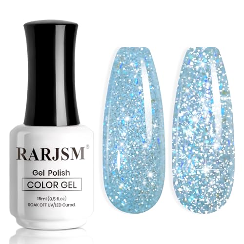 RARJSM Ocean Breeze Blue Reflective Glitter Gel Nail Polish 1PCS ...