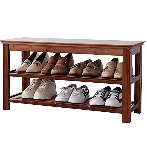 Sobibo Shoe Rack Bench, Bamboo Entryway Bench, 3 Tier Shoe Bench With Storage For Hallway Living Room Bedroom #TOP10