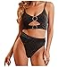 Bikini Fendu De Couleur Unie Taille Haute pour Cerceau De Fer Creux Sexy Femme avec Coussin De Poitrine sans Soutien-Gorge en Acier Maillots De Bain Dames Bikini Fendu avec