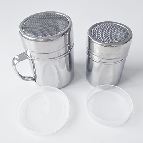 Foto von Hoshisea 2 Stück Puderzuckerstreue, mit Deckel Puderzucker Streuer, Mehlstreuer Puderzucker Streuer, Edelstahl-Pulverstreuer Mehlsieb, Für Zuhause, Restaurant, Outdoor