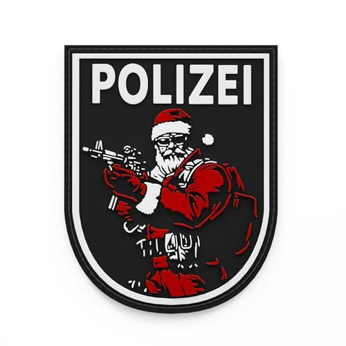 Patch Force - Polizei Weihnachtspatch (farbig) - Als Abzeichen für Polizeiuniform, Schutzweste, Einsatztasche, Jacke, Kostüm oder Rucksack - 3D rubber klett patch
