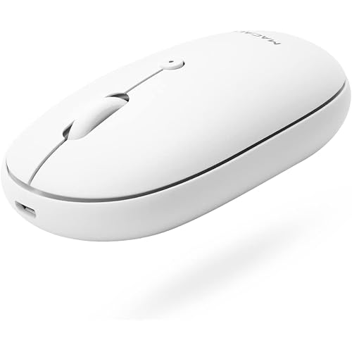 Macally Wireless Bluetooth Mouse - Strong Connection - Quiet Wireless Mouse for MacBook Air/Pro, Mac, iMac, Apple iPad - Computer Mouse for Laptop, Windows PC Desktop - White