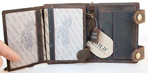 FLW Genuine Leather Trucker's Wallet with RFID (data protection), Two Buckles and a Metal Chain4