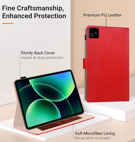 Image of TGK Flip Cover Case for Xiaomi Mi Pad 8 /8 Pro /Mi Pad 7 /7 Pro 11.2 inch Tablet with Stylus Holder (Red)