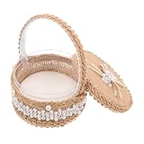 Gatuida Cesta Rústica para Anillos de Boda con Tapa y Cesta de Yute para Ceremonia Caja Artesanal para Anillos de Compromiso para Damas de Honor y Decoración Nupcial