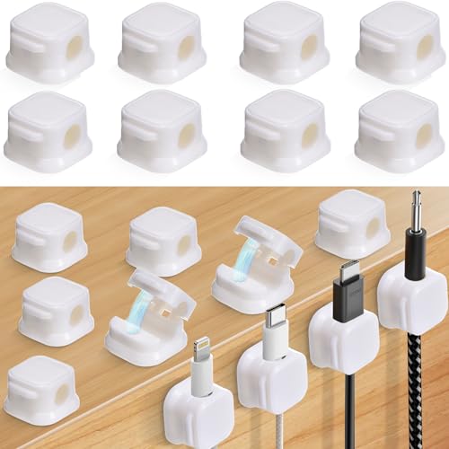 20 Stück kabelhalter magnetisch,kabelhalter selbstklebend,kabelorganizer, für Schreibtisch, Nachttisch, Ladekabel, USB, Audiokabel, Büro,Auto(weiß)