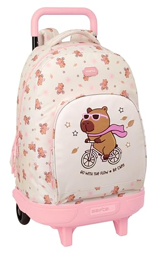 SAFTA CAPIBARA   Mochila Grande con Ruedas, Compacta, Extraíble, Ideal para Niños de Diferentes Edades, Cómoda y Versátil, Calidad y Resistencia, 33x22x45 cm