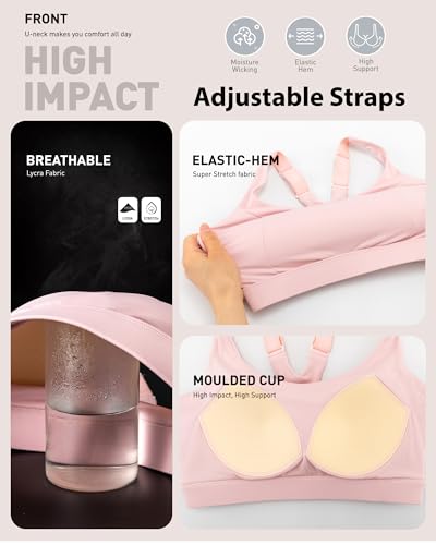 Image of RUNNING GIRL High Impact Sports Bras for Women,Racerback Running Bra Workout Crop Tank Tops Longline Sports Bra Push up