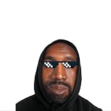 Realistic Face Kanye Weird Mesh Mask Balaclava Thug Life Sunglasses 8-Bit Meme Costume Party Set Singer Rapper Star Headgear Funny for Cosplay Props Costume