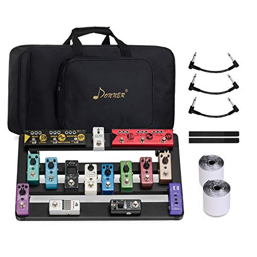 Donner Guitar Pedal Board Case DB-5 Disassembled Aluminium Pedalboard 20'' x 11.4'' x 4'’ with Bag Cable