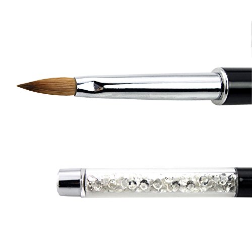 Nmkl Oval Kolinsky Sable Hair Acrylic Nail Brush Clear Rhinestones Handle Nail Art Tool (Size 10) #TOP1