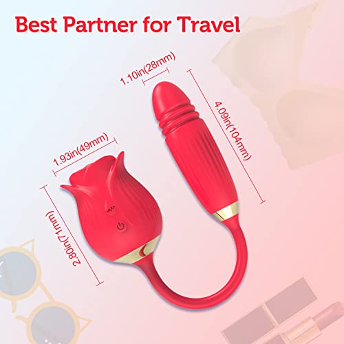 Vibrador Silicone vibradoris feminino, Vibrador Flor Rosa Ponta Dupla Função Sugador e Aquecimento v