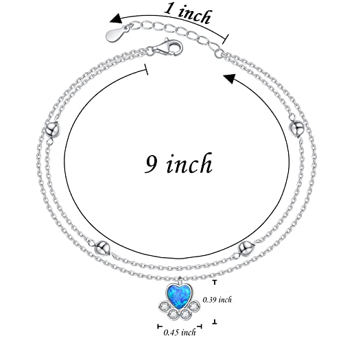 HOOHWE Anklet for Women 925 Sterling Silver Puppy Dog Paw Print Anklet Bracelet for Women Girls Adjustable Layered Ankle Jewelry Gift - Image 4