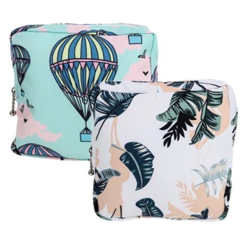 Abaodam Bolsa Portátil para Compresas Femeninas Set de 2 Unidades Verde Globo y Hoja Bolsas Menstruales de Viaje Prácticas para Mujer Adecuado para Guardar Tampones Dinero y