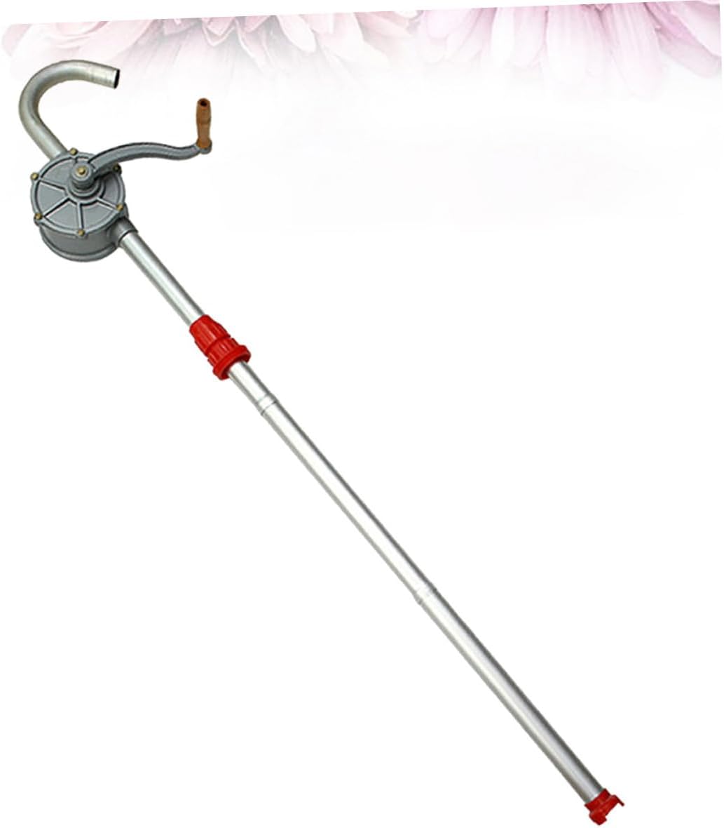 PartyKindom Aluminum Alloy Self-Priming Hand Pump for Fuel Transfer Lightweight Rotary Crank Oil Barrel Pump for Easy Petrol and Oil Dispensing for Drums and Tanks