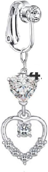 COLORFUL BLING 3 pcs Fake Belly Ring Evil Eyes Devil Butterfly Heart Dangling Fake Belly Button Ring CZ Clip On Non Piercing Fake Belly Button Piercing for Women Stainless Steel Faux Belly Rings