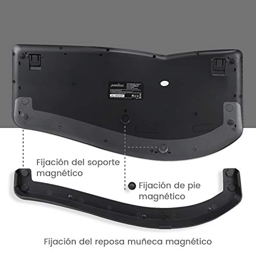 Perixx Periduo-605, Pack de Teclado Ergonómico Inalámbrico, Teclado Dividido y Ratón Vertical con reposamuñecas y Teclas de Membrana Low Profile, Layout QWERTY Español - imagen 7