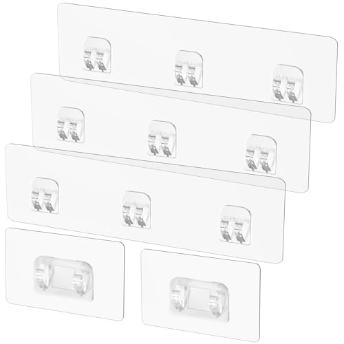 LIASDIVA 5 Piezas Ganchos Adhesivos para Estantes Ducha, Ganchos Adhesivos para Estanterias, Adhesivos Estanteria Baño, Gancho para Cesta Ducha (Adecuado para líneas de colgar)
