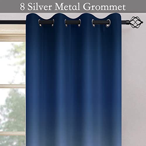 Image of SimpleHome Blue to Grey White Ombre Room Darkening Curtains 84 Inch | Curtains for Living Room,Light Blocking Thick Thermal Insulated Grommet Window Curtains Drapes for Bedroom, 2 Panels,52Wx84L