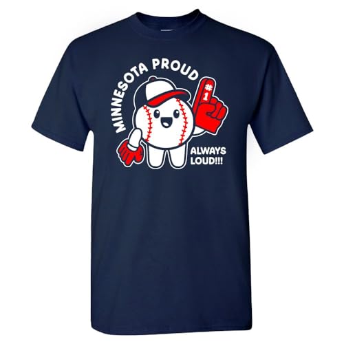 Minnesota Proud Always Loud Mens T-Shirt for Baseball Fans (Navy Shirt 5XL)